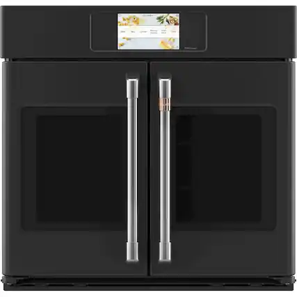 Front. Café - Professional Series 30" Built-In Single Electric Convection Wall Oven, Customizable - Matte Black.