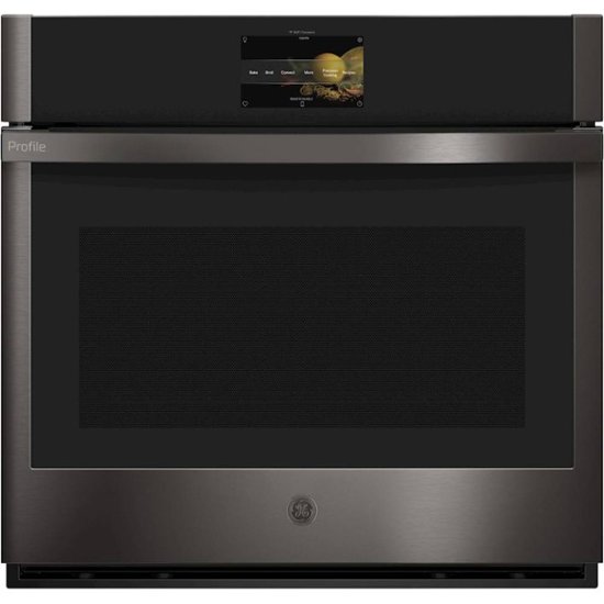 Front Zoom. GE Profile - 30" Smart Built-In Single Electric Convection Wall Oven with Air Fry & In-Oven Camera - Black stainless steel.