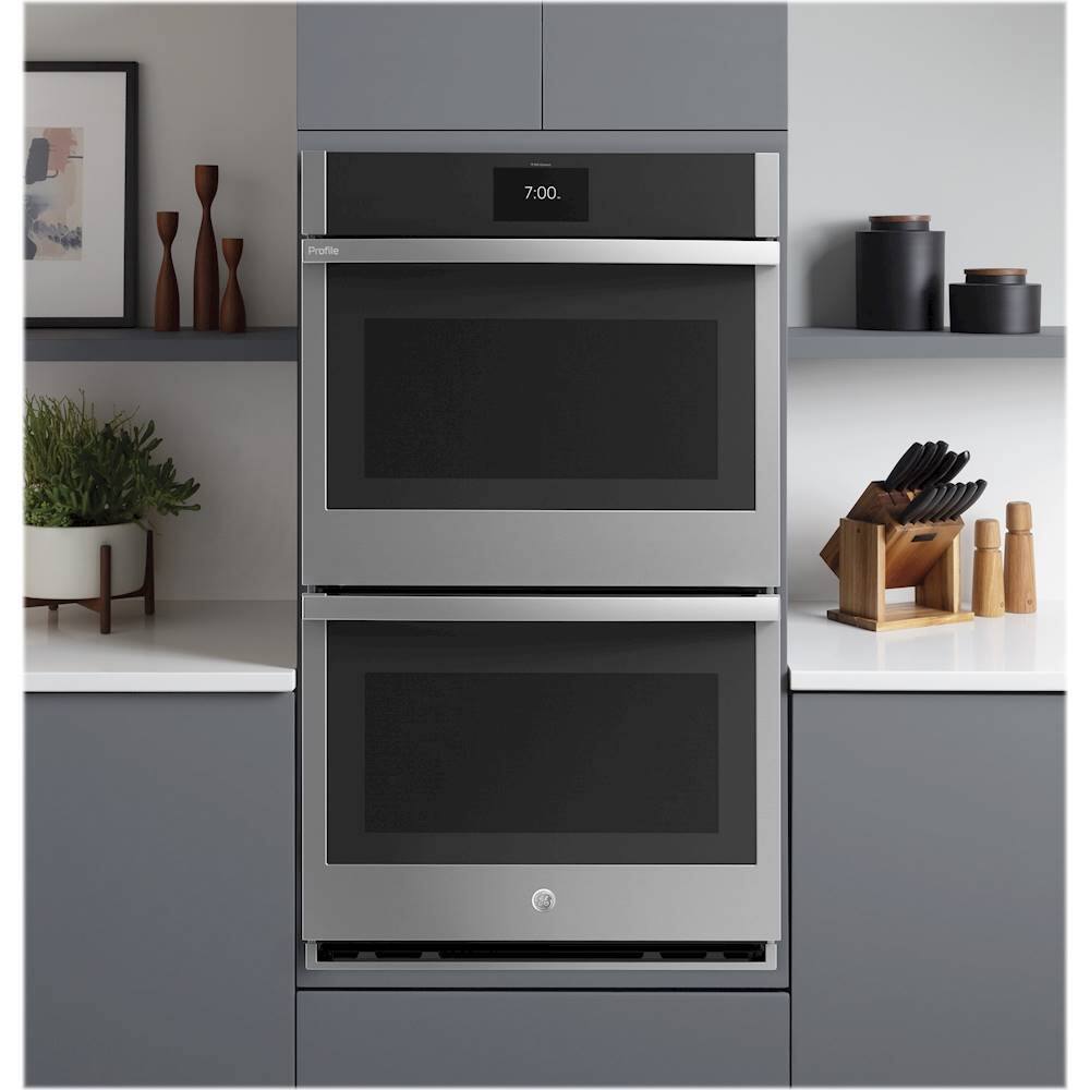 Alt View 26. GE Profile - 30" Smart Built-In Double Electric Convection Wall Oven with Air Fry & In-Oven Camera - Stainless steel.
