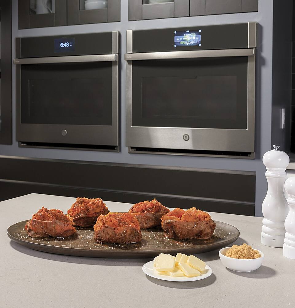 Alt View 29. GE Profile - 30" Smart Built-In Double Electric Convection Wall Oven with Air Fry & In-Oven Camera - Stainless steel.