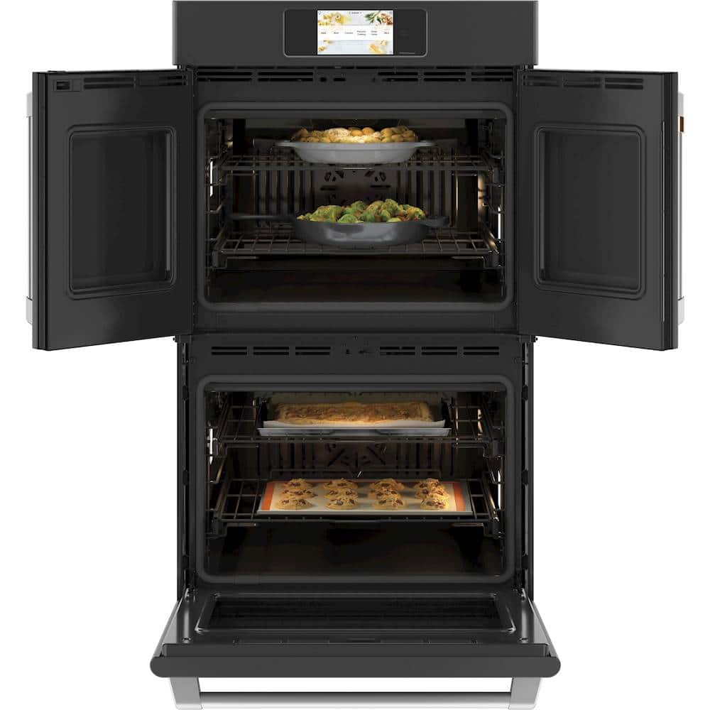Alt View 12. Café - Professional Series 30" Built-In Double Electric Convection Wall Oven, Customizable - Matte Black.