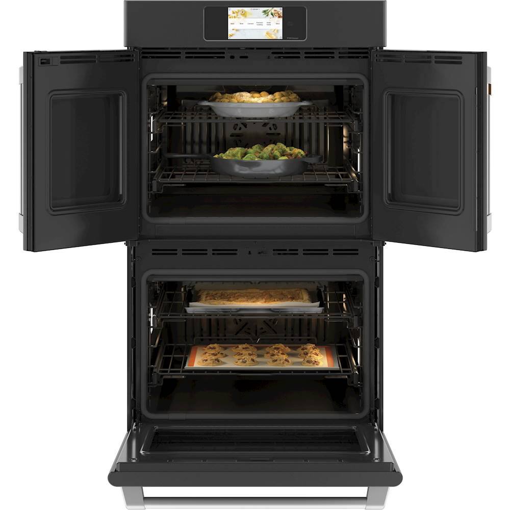 Alt View 12. Café - Professional Series 30" Built-In Double Electric Convection Wall Oven, Customizable - Matte Black.