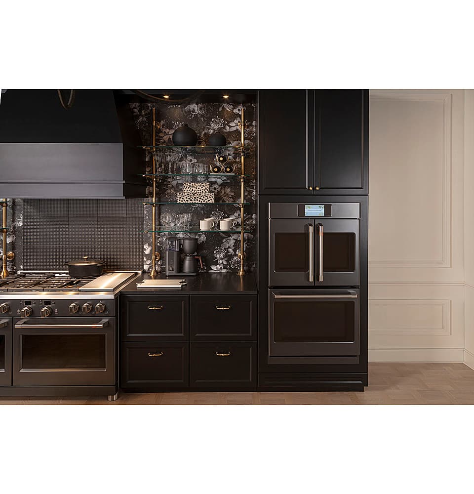 Alt View 28. Café - Professional Series 30" Built-In Double Electric Convection Wall Oven, Customizable - Matte Black.