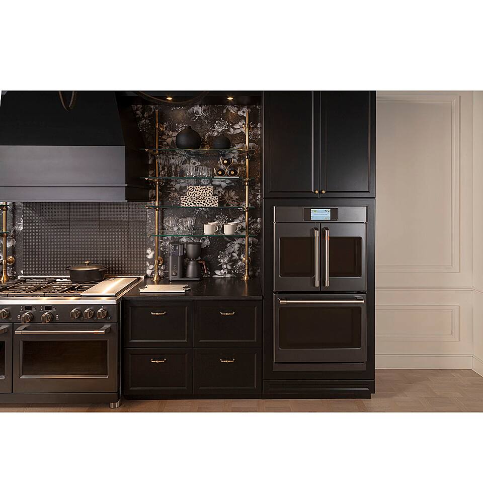 Alt View 28. Café - Professional Series 30" Built-In Double Electric Convection Wall Oven, Customizable - Matte Black.