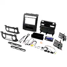 Front. PAC - Integrated Radio Replacement Dash Kit with Climate and Steering Wheel Controls for Select Ford F-Series Trucks - Black.