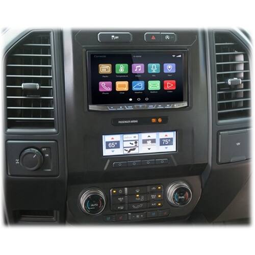 Left. PAC - Integrated Radio Replacement Dash Kit with Climate and Steering Wheel Controls for Select Ford F-Series Trucks - Black.