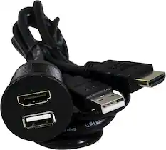 Front. PAC - 3' Dash-Mount USB and HDMI Extension Cable - Black.