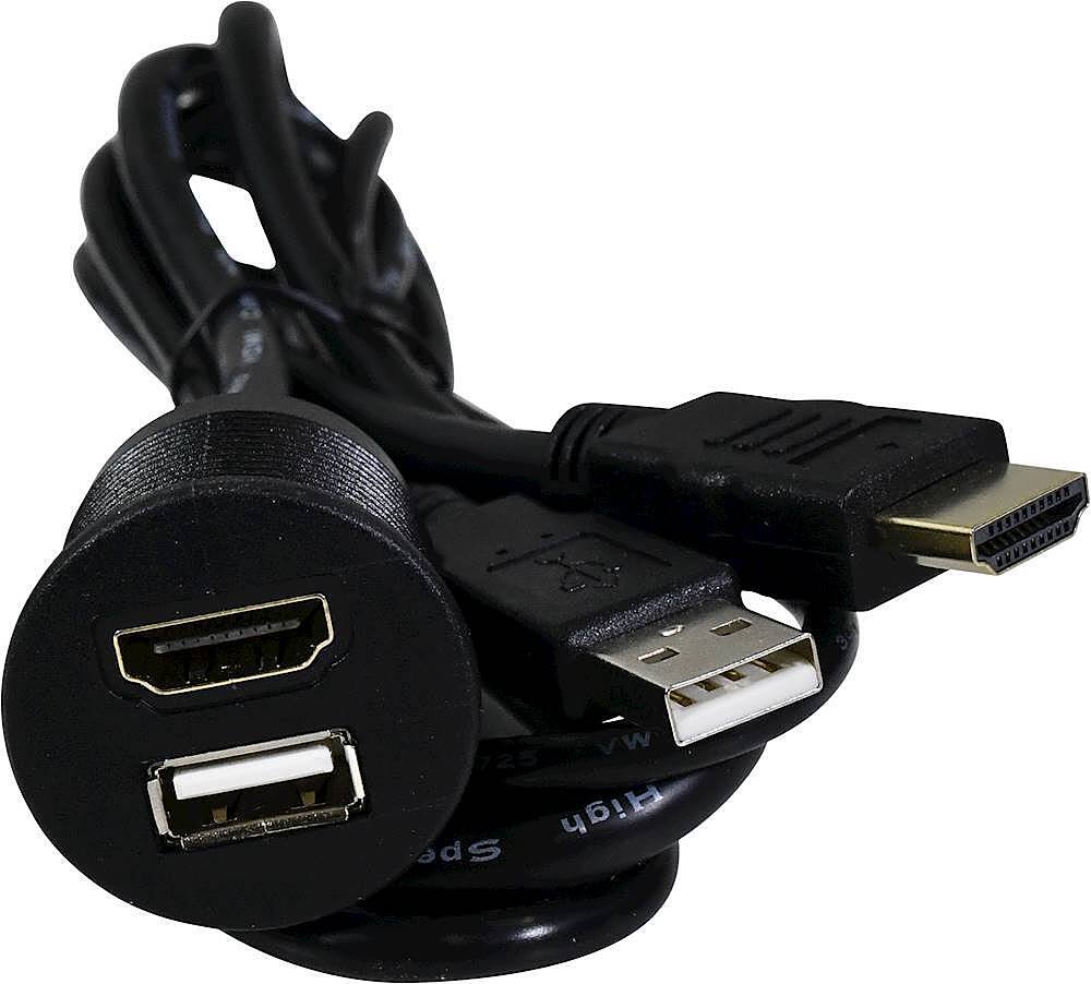 Front. PAC - 3' Dash-Mount USB and HDMI Extension Cable - Black.