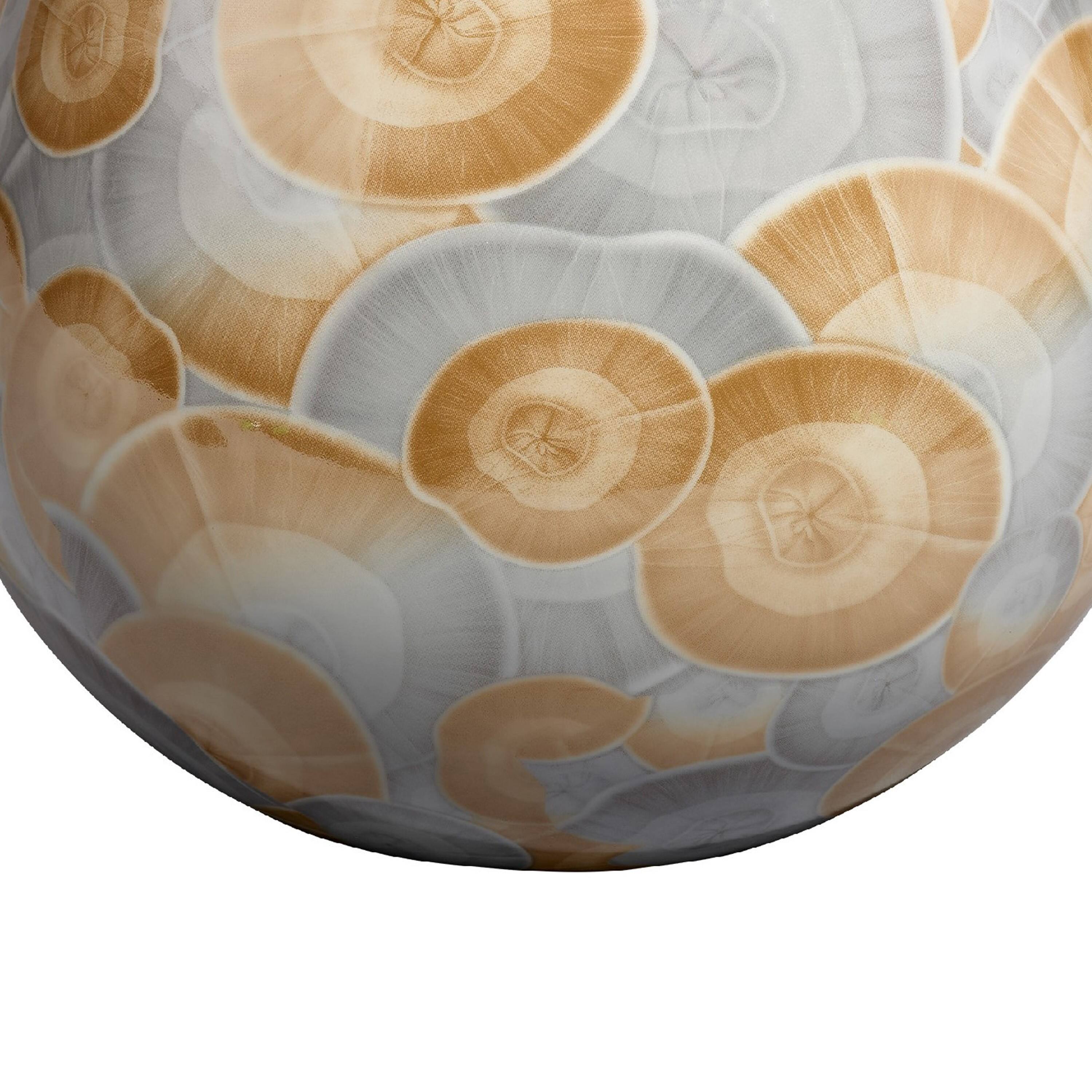 Back. Manhattan Lane - Aery Decorative Vase, Printed Pattern Glossy  Ceramic, 8 Inch - Blue, Brown.