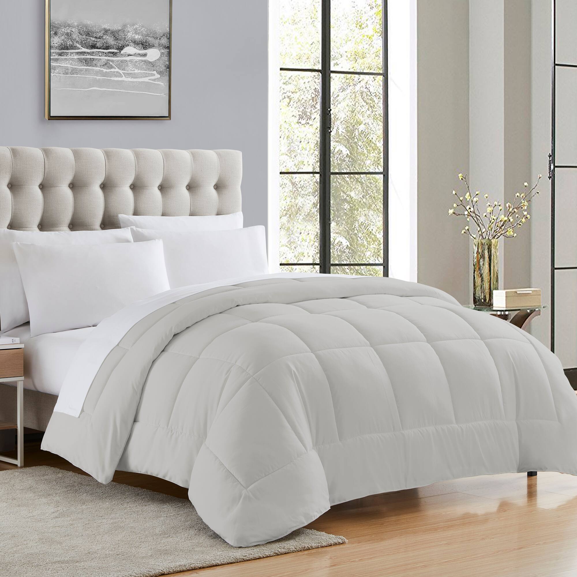 Sweet Home Collection - Down Alternative Reversible All Season Solid Comforter, Twin - Silver
