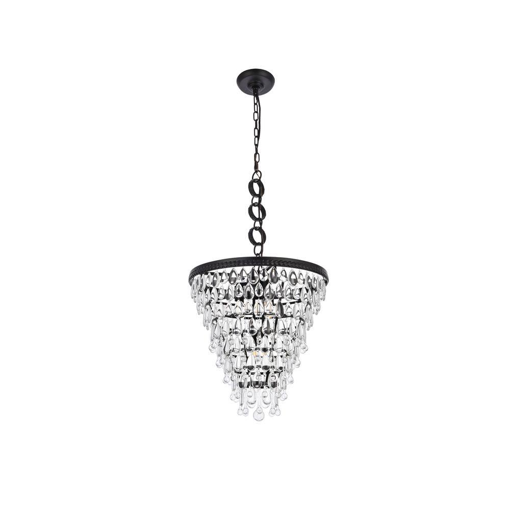 Back. Elegant Lighting - Nordic 5 lights black pendant - Black And Clear.
