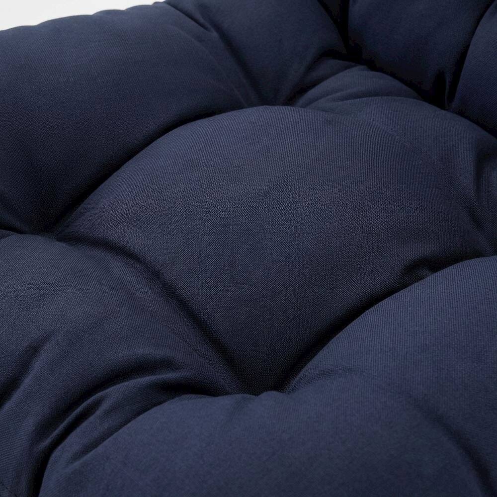 Alt View 1. Outdoor Escape - Wicker Rattan Outdoor Swivel Lounge Chair With Cushioned Seat - Blue.