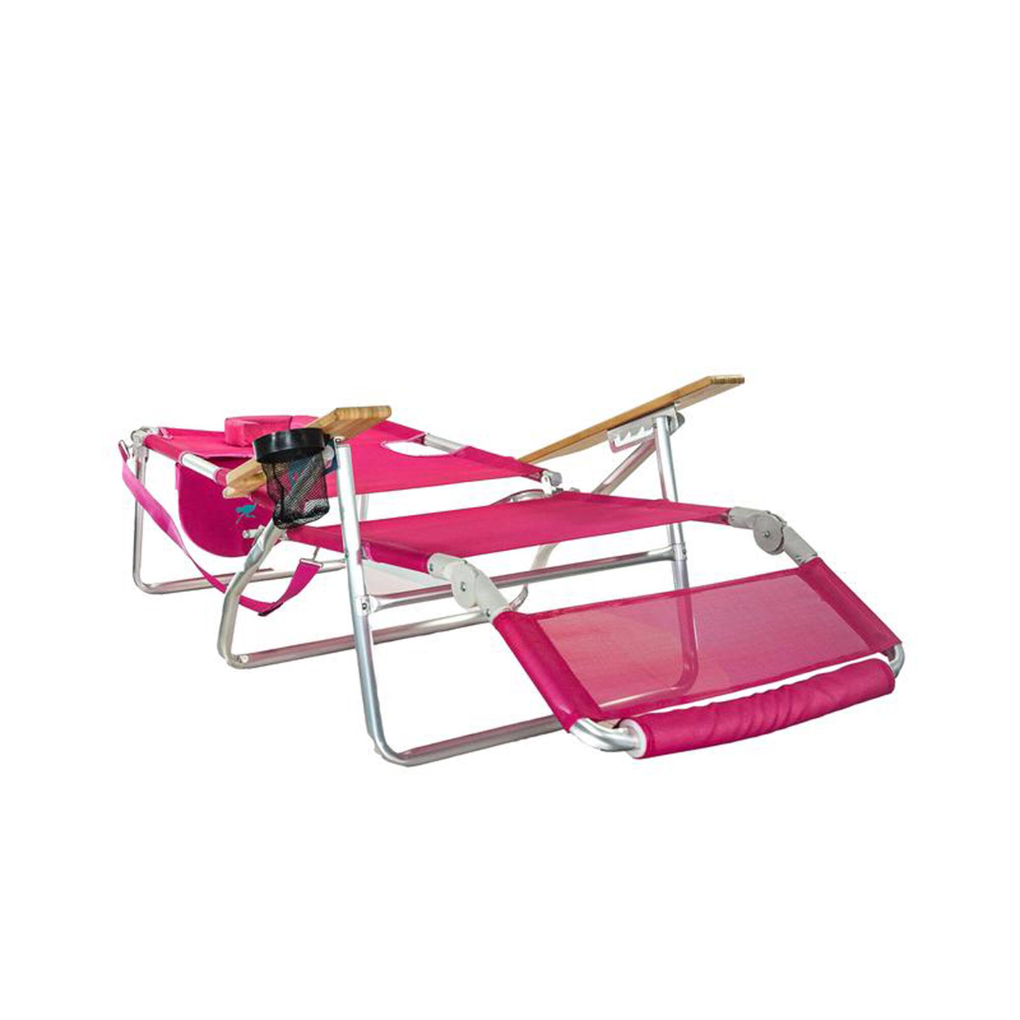 Alt View 3. Ostrich - Ostrich Altitude 3N1 High Back Outdoor Beach Lounge Chair with Footrest, Pink - Pink.