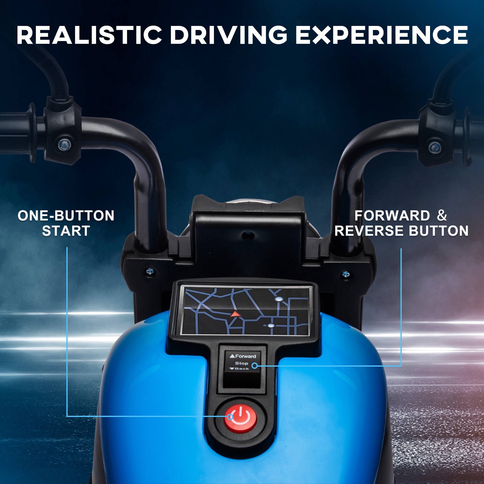 REALISTIC DRIVING EXPERIENCE

ONE-BUTTON START

FORWARD & REVERSE BUTTON