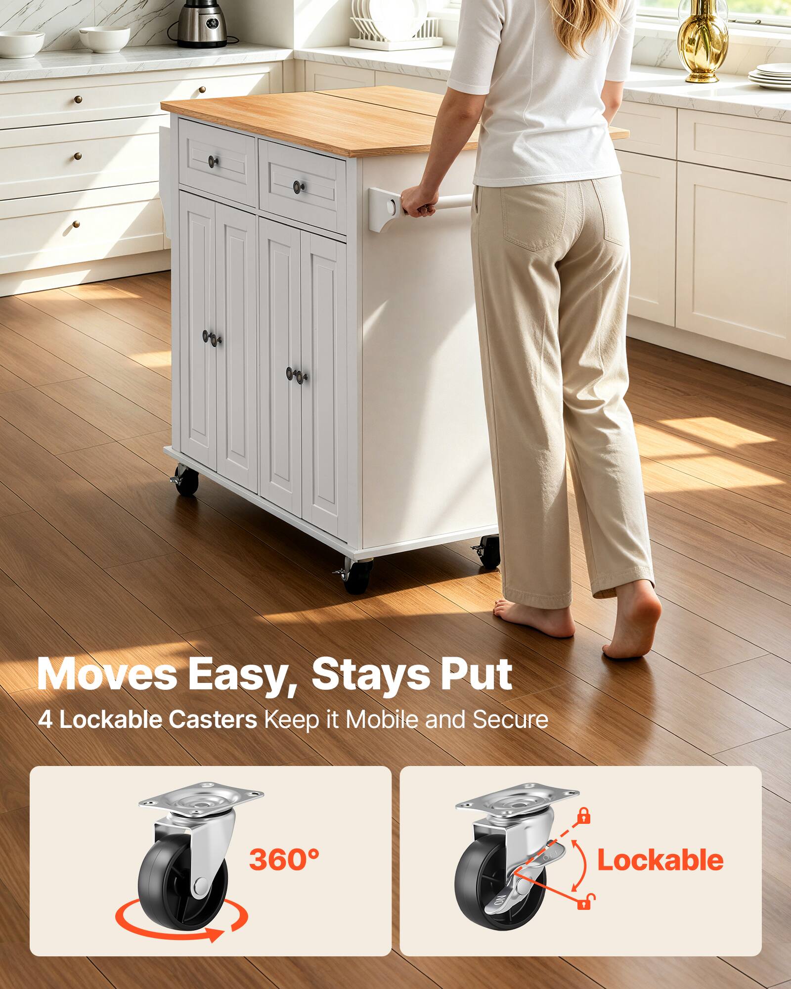 Moves Easy, Stays Put  
4 Lockable Casters Keep it Mobile and Secure  
360°  
Lockable