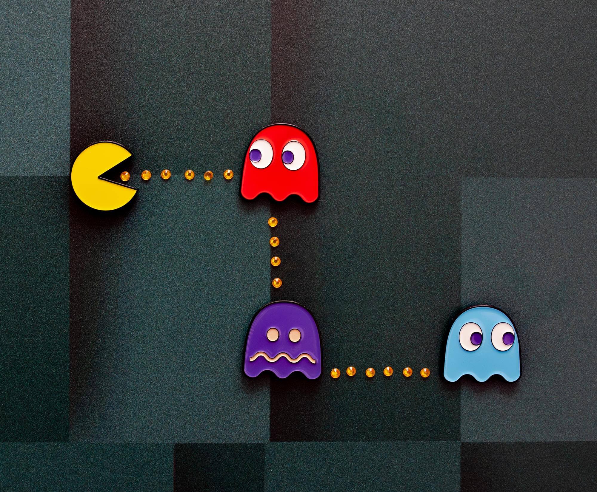 PAC MAN Classic Characters 4 Piece Enamel Pin Set | Toynk
