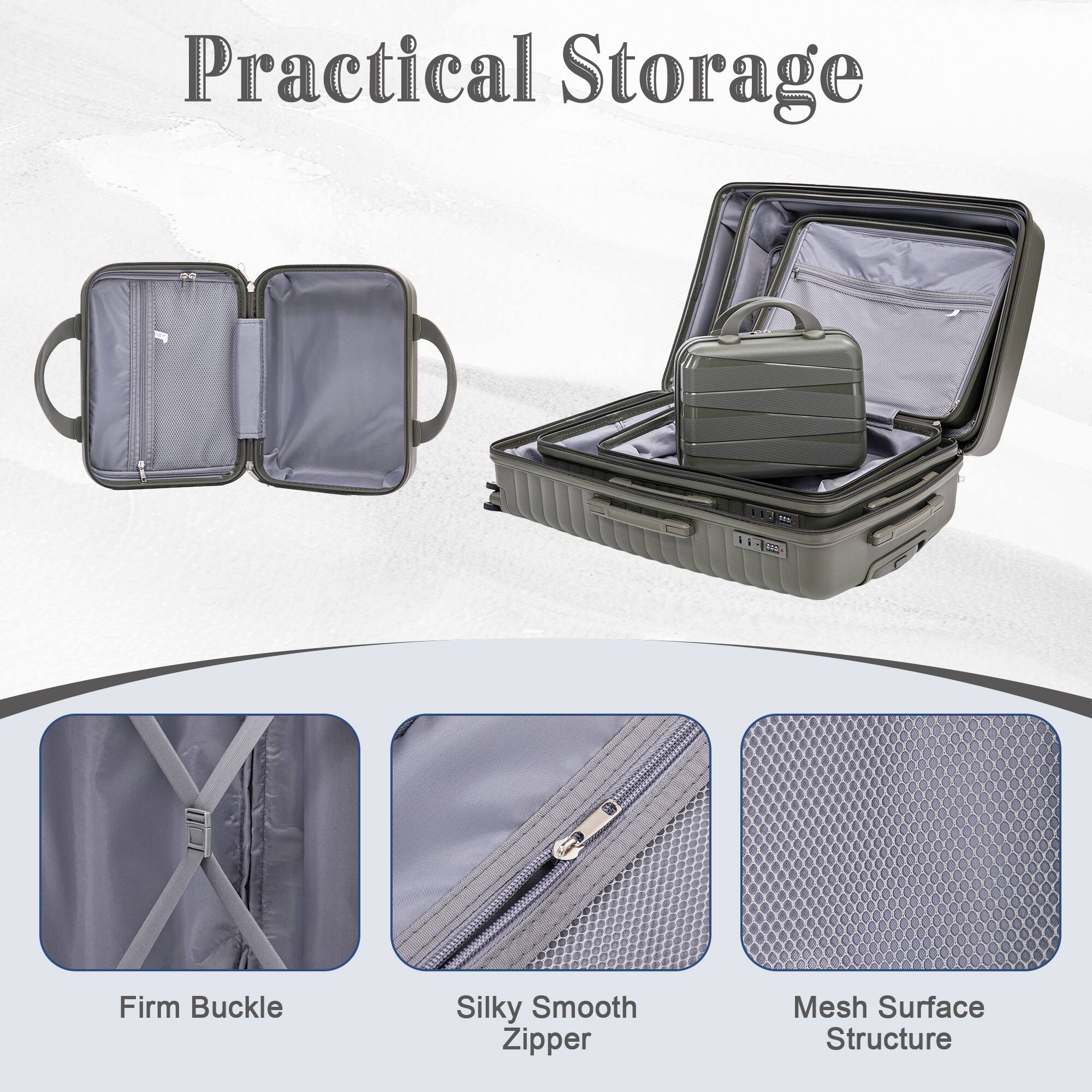 Practical Storage

Firm Buckle
Silky Smooth Zipper
Mesh Surface Structure