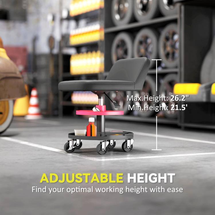 Max. Height: 26.2"  
Min. Height: 21.5"  

ADJUSTABLE HEIGHT  
Find your optimal working height with ease