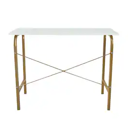 Teamson Home - 40" Home Office Computer Desk with Metal Base - Brass