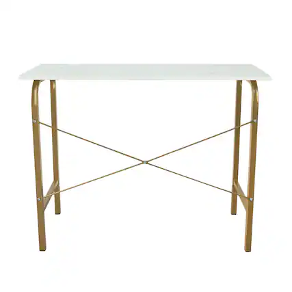 Front. Teamson Home - 40" Home Office Computer Desk with Metal Base - Brass.