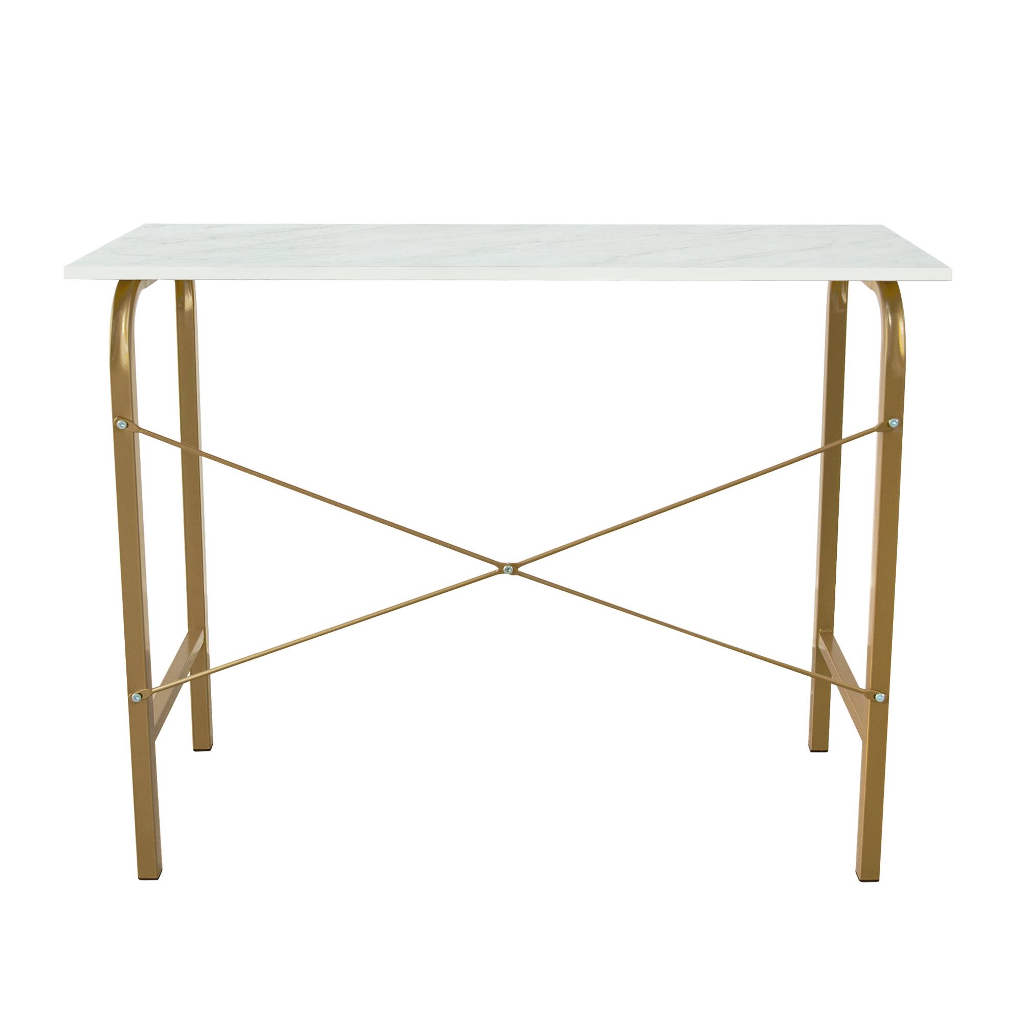 Front. Teamson Home - 40" Home Office Computer Desk with Metal Base - Brass.