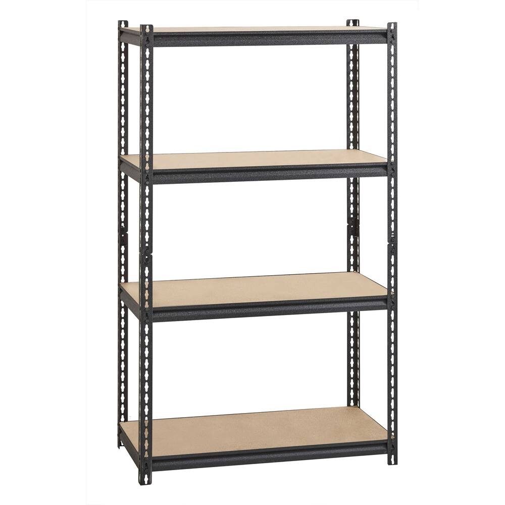 Front. Lorell - Lorell Iron Horse 2300 lb Capacity Riveted Shelving 4 Shelf 60" H x 36" W x 18" D Black Steel Particleboard - Black.