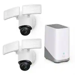 eufy Security - Floodlight Cam E340 (2 packs) with HB3,Security Camera Outdoor, 360 PTZ, 24/7 Recording, Built-in Siren, Dual Cam