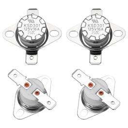 Unique Bargains - 4pcs KSD301 Thermostat 250°C/482°F 16A Normally Closed N.C Adjust Snap Disc Temperature Switch Ceramic - Silver