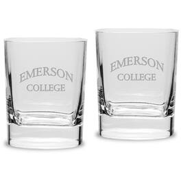 Jardine - Emerson College Lions 11.75oz. Square Double Old Fashioned Glass Set - Multicolor