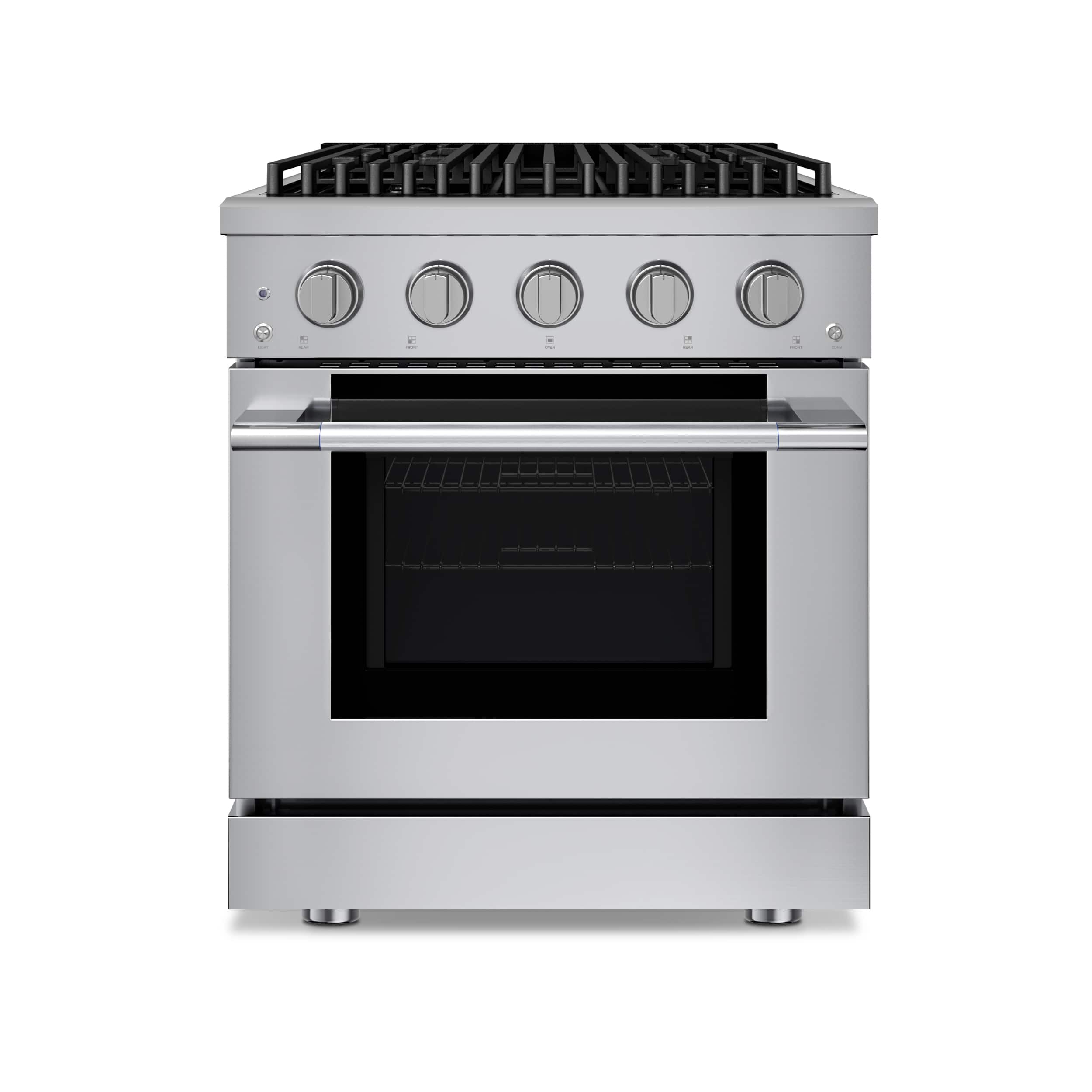 Hauslane - 30" Stainless Steel Gas Range 4 Burners (20,000 BTU) 4.2 cu.ft Convection Oven 5 Racks Convertible NG/LP - Stainless Steel