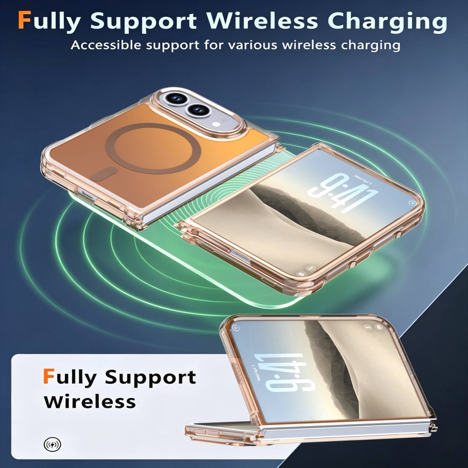 Fully Support Wireless Charging  
Accessible support for various wireless charging  

Wed Apr 1 9:41  

Fully Support Wireless