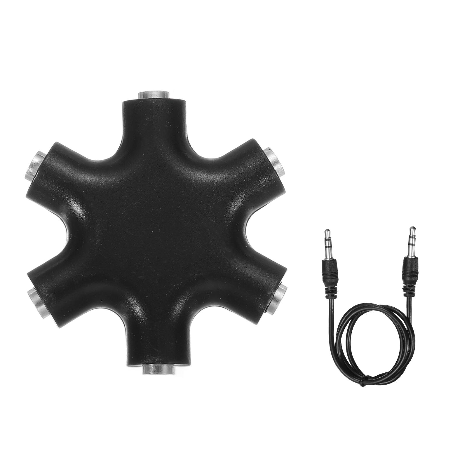 Front. Unique Bargains - 3.5mm Headphone Splitter, 1 Male to 5 Female, with AUX Cable, 1pc - for Stereo Earphone/Headset - Black.