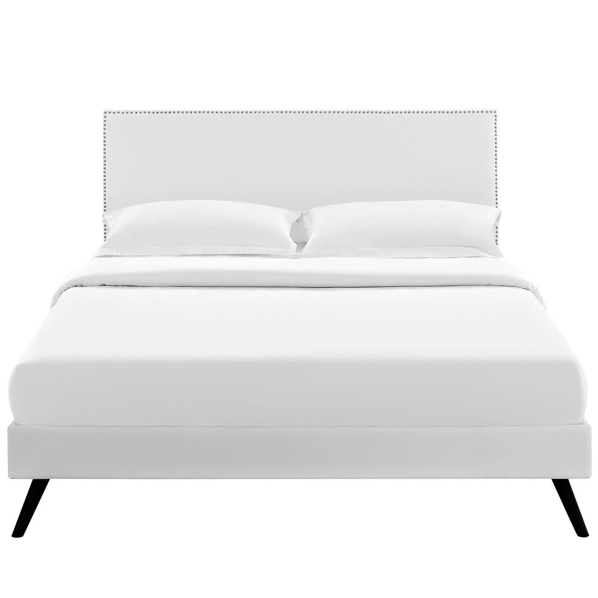 Alt View 1. Modway - Macie Vinyl Platform Bed with Round Splayed Legs - White.