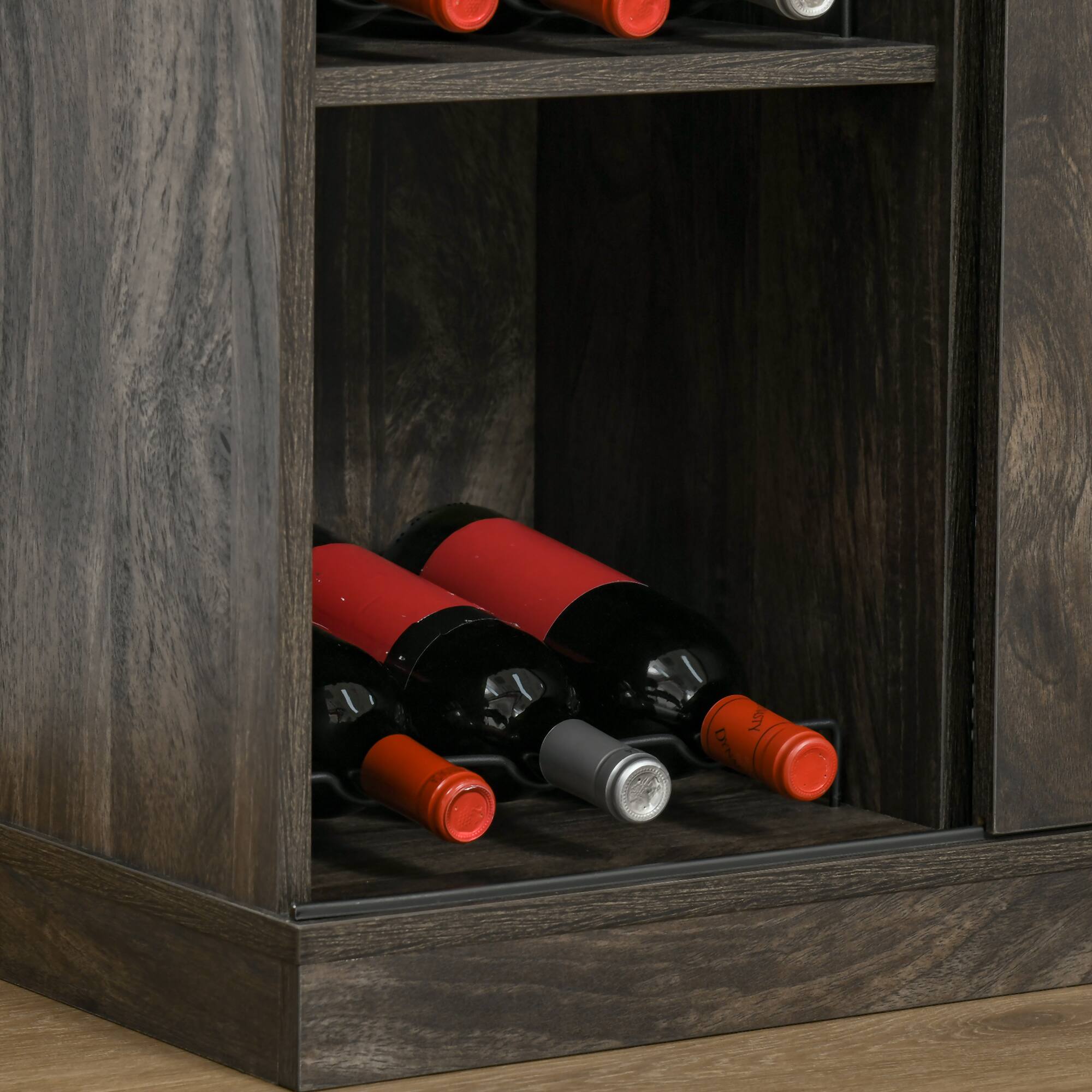 Alt View 8. Homcom - Industrial Wine Cabinet, Sideboard Storage Cabinet, Serving Bar Buffet with Sliding Barn Door and 6-Bottle Wine Rack.