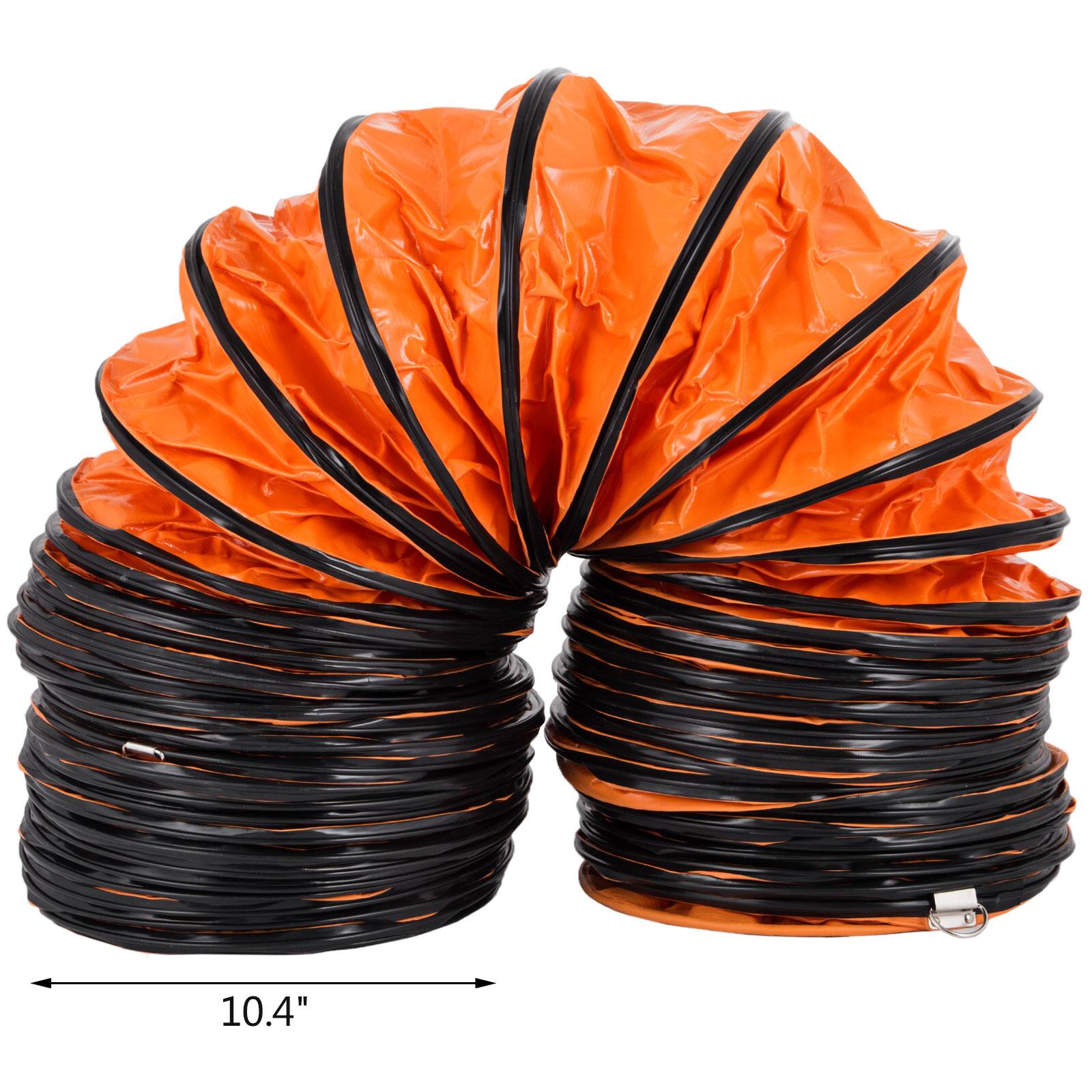 Alt View 4. VEVOR - PVC Flexible Ducting, 32 ft / 10 m, Strong Vinyl Material PVC Flexible Duct Hosing, Fit 12 Inch / 304.8 mm Diameter - Orange.