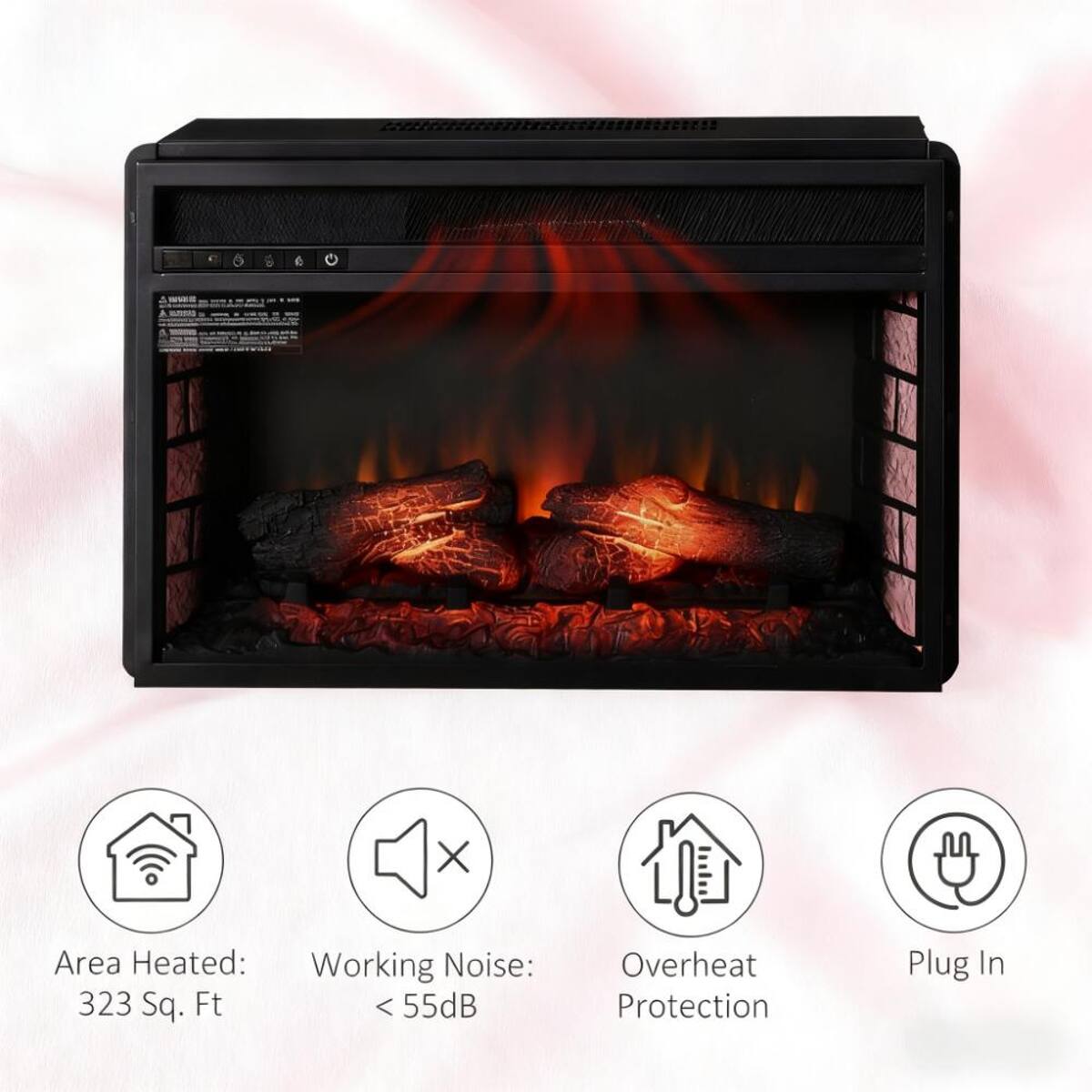 Area Heated: 323 Sq. Ft  
Working Noise: < 55dB  
Overheat Protection  
Plug In