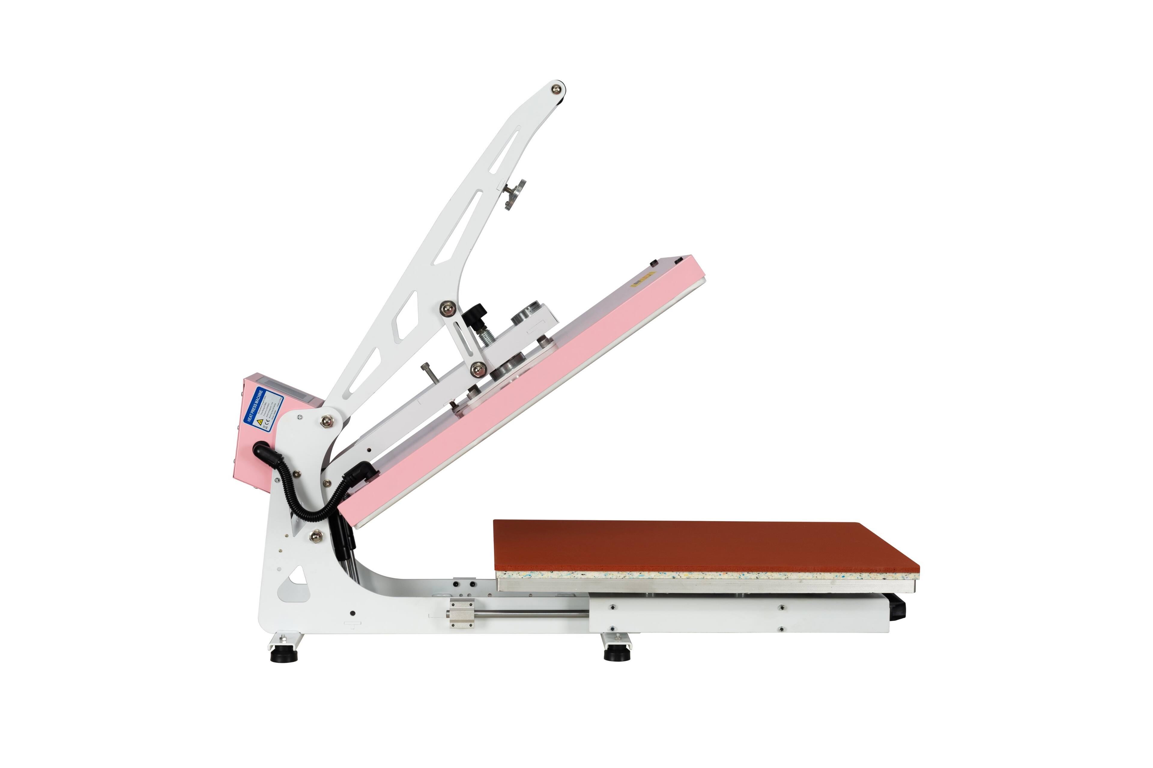 Back. ELEMENT ACE - 16x24 Semi-Automatic Heat Press Machine - Auto Open & Slide-Out Base - Pink+White.