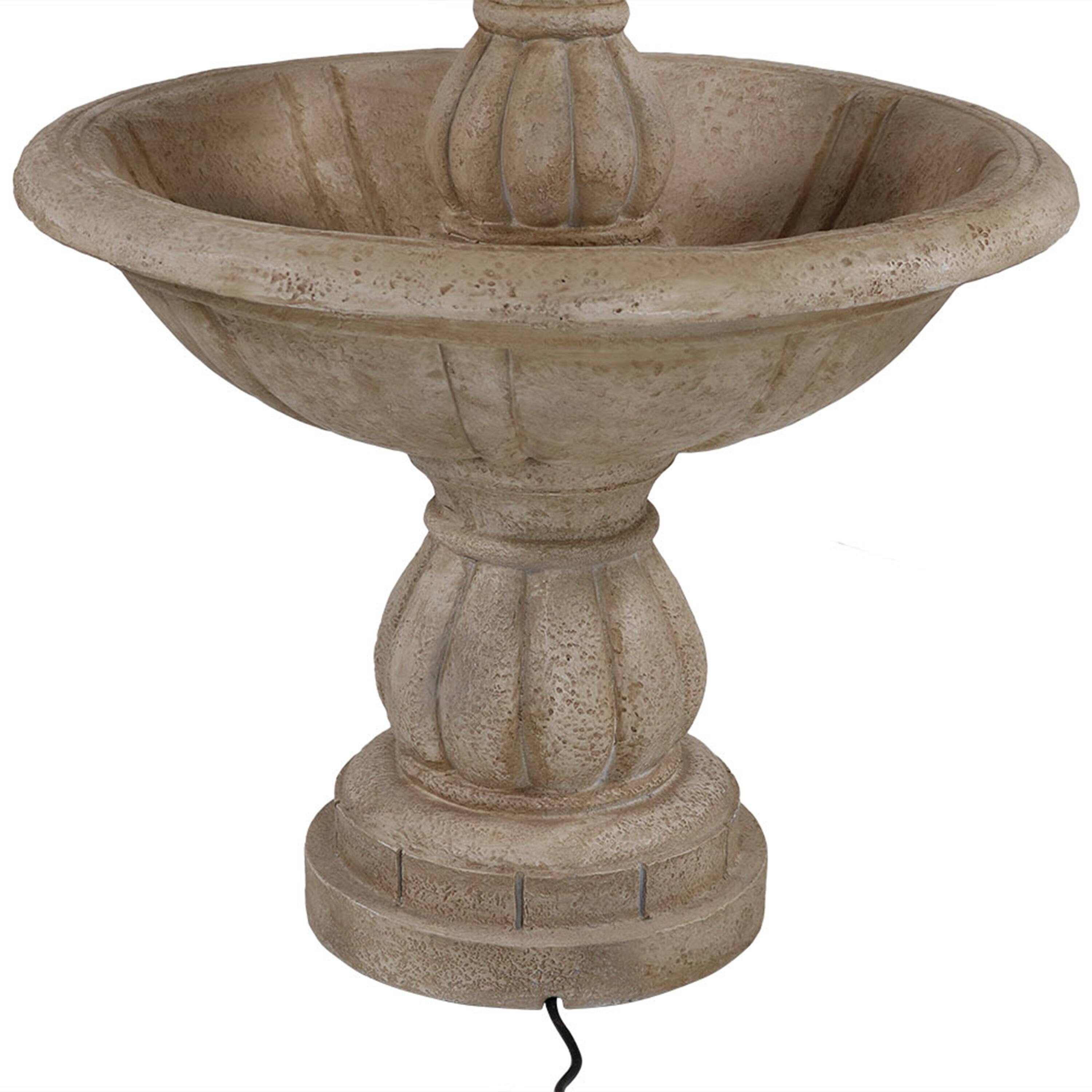 Alt View 8. Sunnydaze - Cornucopia Polyresin Outdoor 3-Tier Water Fountain - Beige.