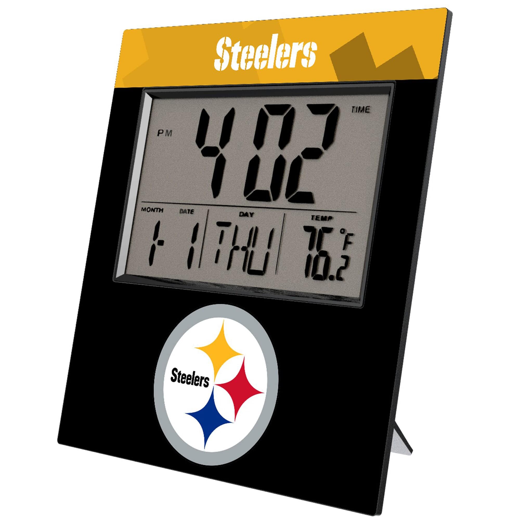 Keyscaper - Pittsburgh Steelers Color Block Digital Desk Clock - Multicolor