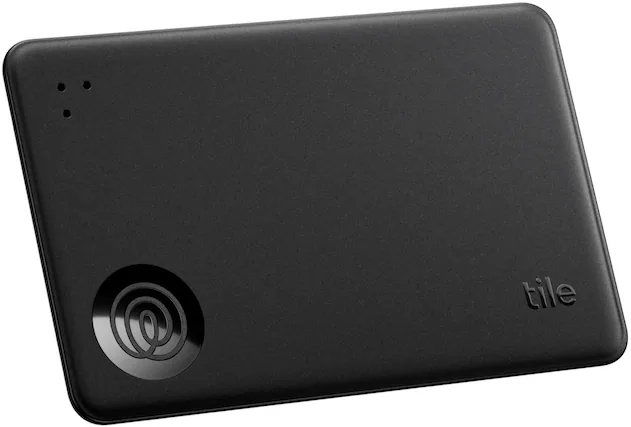 Angle. Tile by Life360 - Life360 Tile Slim Wallet Finder, Bluetooth Tracker & Item Locator for Luggage. iOS & Android Compatible. 1-Pack - Black.