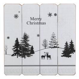Northlight - 16” Merry Christmas Post Card Winter Scene Wooden Wall Sign - White