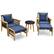 Front. Costway - 5 Pcs Patio Acacia Wood Wicker Woven Furniture Set with Coffee Table & 2 Ottomans - Navy.