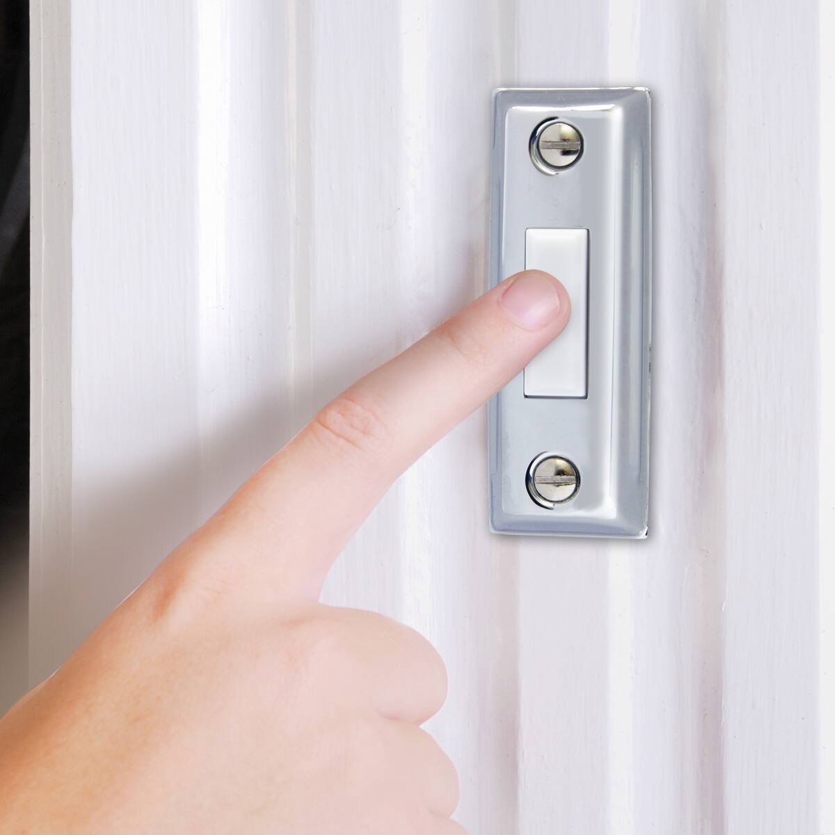 Alt View 2. IQ America - IQ America  Wired Lighted Chrome Silver with White Pushbutton Doorbell - Silver.