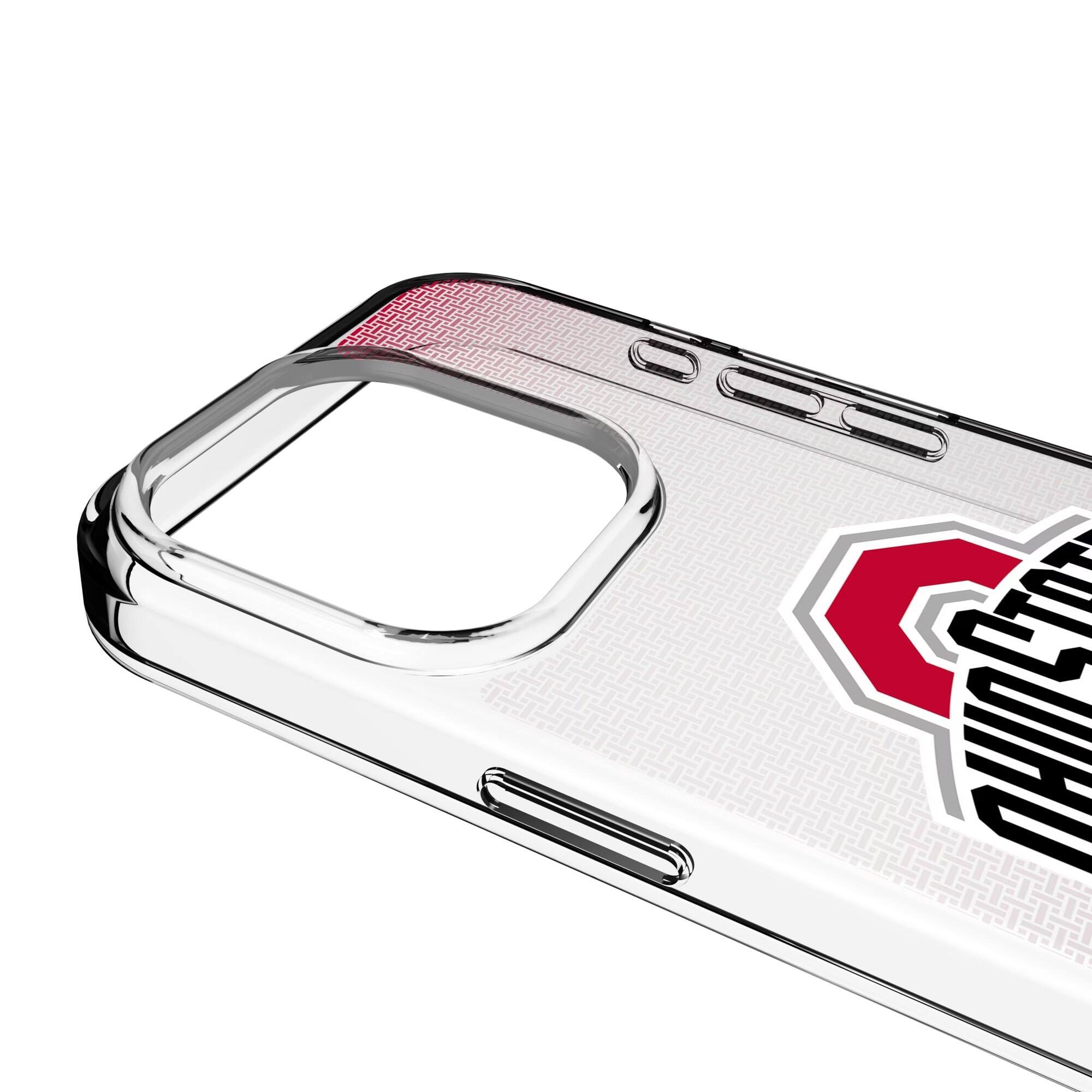 Alt View 2. Keyscaper - Ohio State Buckeyes Linen Logo iPhone Clear Case - 15 Pro - Multicolor.