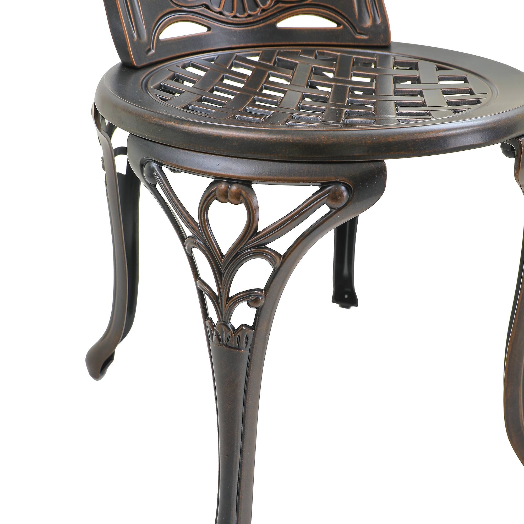 Alt View 1. Mondawe - Set of 2 Outdoor Cast Aluminum Chairs - Bronze.