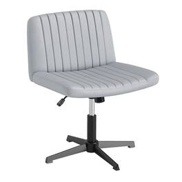 WELLFOR - Criss Cross-Legged Swivel Desk Chair No Wheels - Gray
