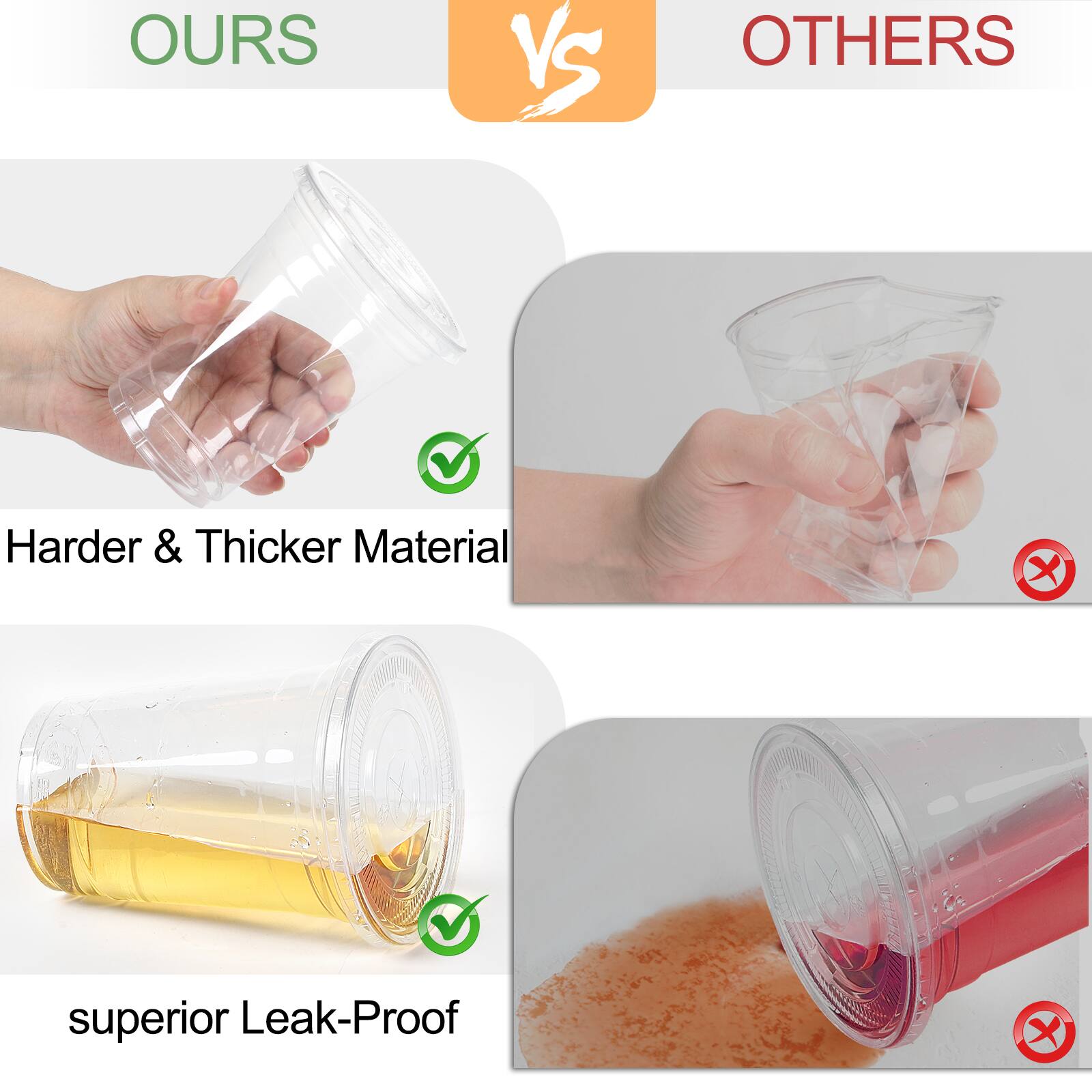 OURS  
Vs  
OTHERS  
Harder & Thicker Material  
superior Leak-Proof