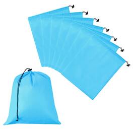 Unique Bargains - Drawstring Bag with Toggle, Stuff Sack Waterproof Travel Storage Cinch Pouch, 14" x 16" & 8pcs - Fits Gym/Travel/Hiking - Sky Blue