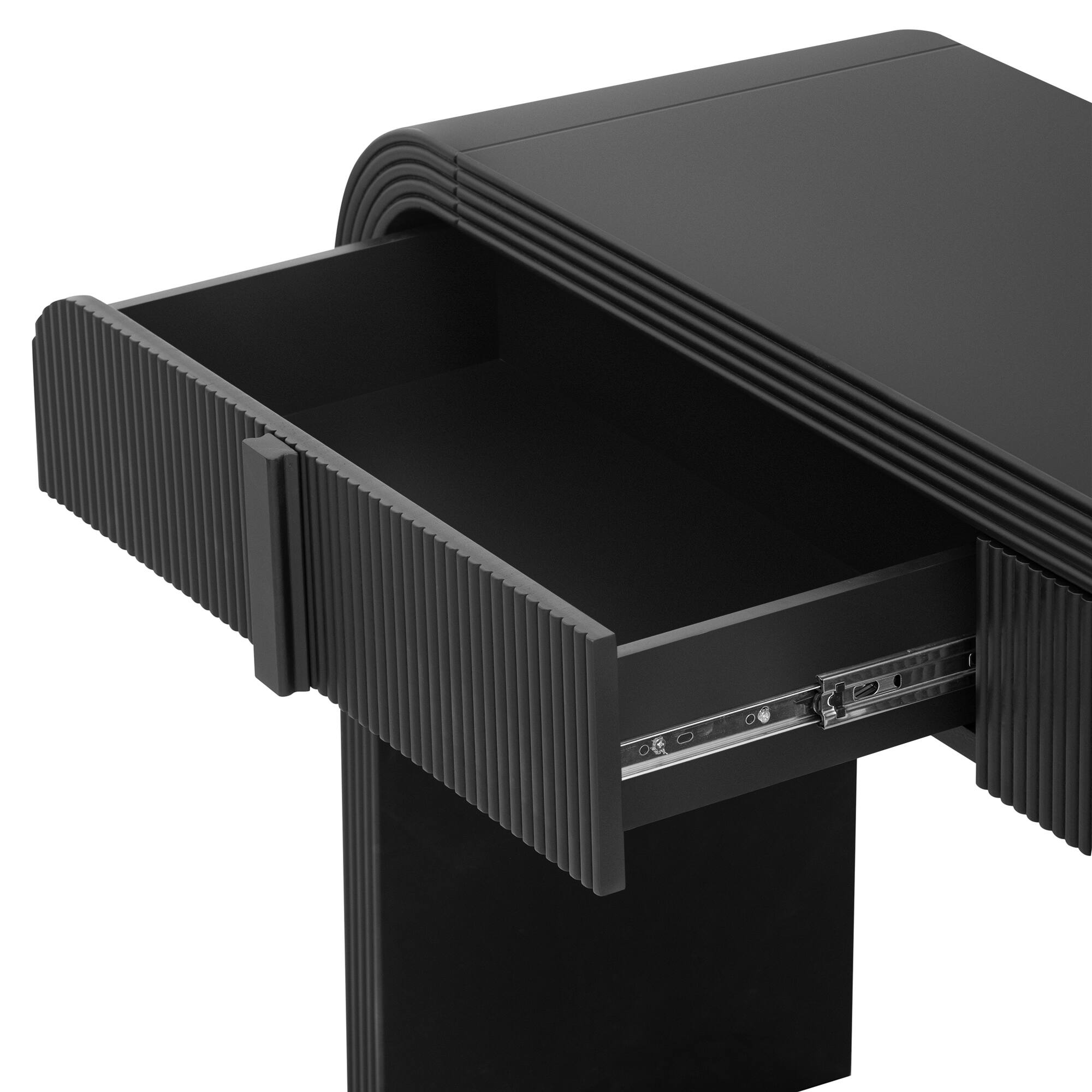 Alt View 4. Chery Life - Black Modern Console Table with 2 Storage Drawers and Rounded Silhouette for Hallway Living Room - Black.