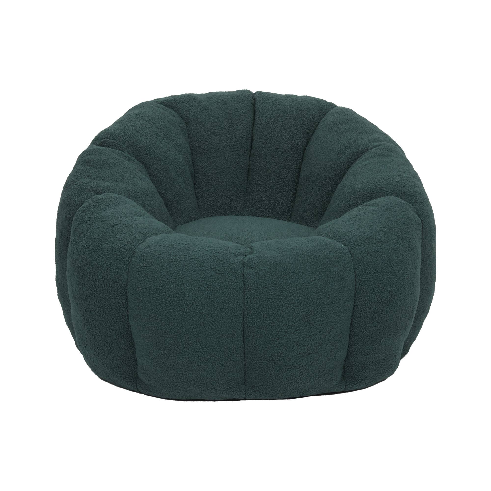 Alt View 4. GOODSILO - Plush Faux Fur Bean Bag Chair with Armrests and Ergonomic Backrest for Ultimate Relaxation in Living Spaces - Green.